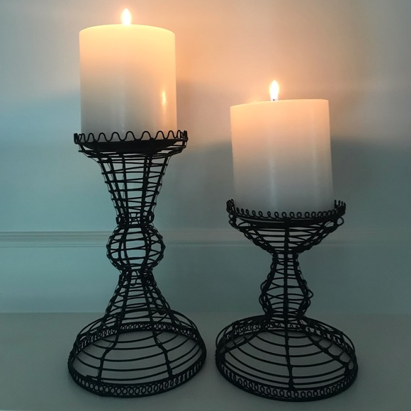 Pottery Barn Other - Pottery Barn black wire candleholders, set of 2